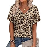 Alaroo Womens Summer Tops 2026 V Neck Short Sleeve Shirts Trendy Dressy Casual Vacation Outfits Printed