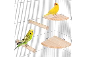 Chuiendi Bird Perch Platform, Parrot Perch Stand, Natural Wood Cage Accessories for Parakeet Conures Budgie Cockatiel Gerbil Rat Hamster
