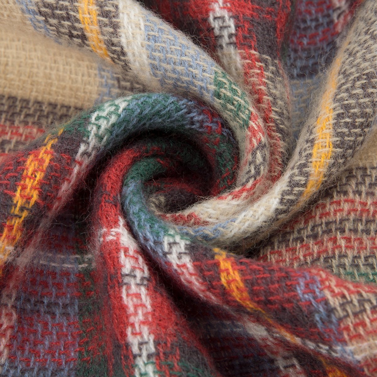 Womens Big Square Scarf Multi-Color Plaid Blanket Shawl Long Tartan Shawl (Dark red2)