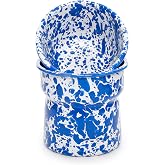 Crow Canyon Home Enamelware Dip Pot, 2 piece, Blue/White Splatter