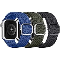 CCnutri 3 Packs Stretchy Solo Loop Band Compatible with Apple Watch Bands 38mm 41mm 40mm 42mm 44mm 45mm,Adjustable…