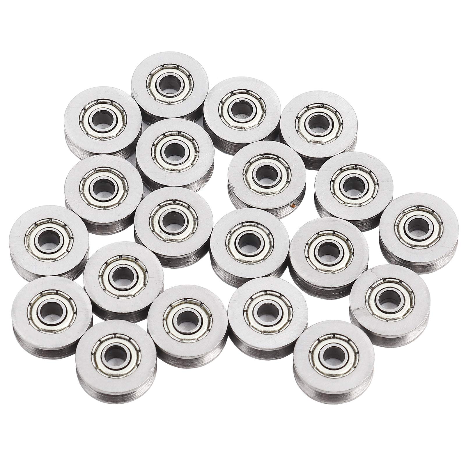 20pcs V623ZZ Carbon Steel Mini 90° V Groove Ball Bearing Pulley For Rail Track Linear Motion System 3x12x4mm
