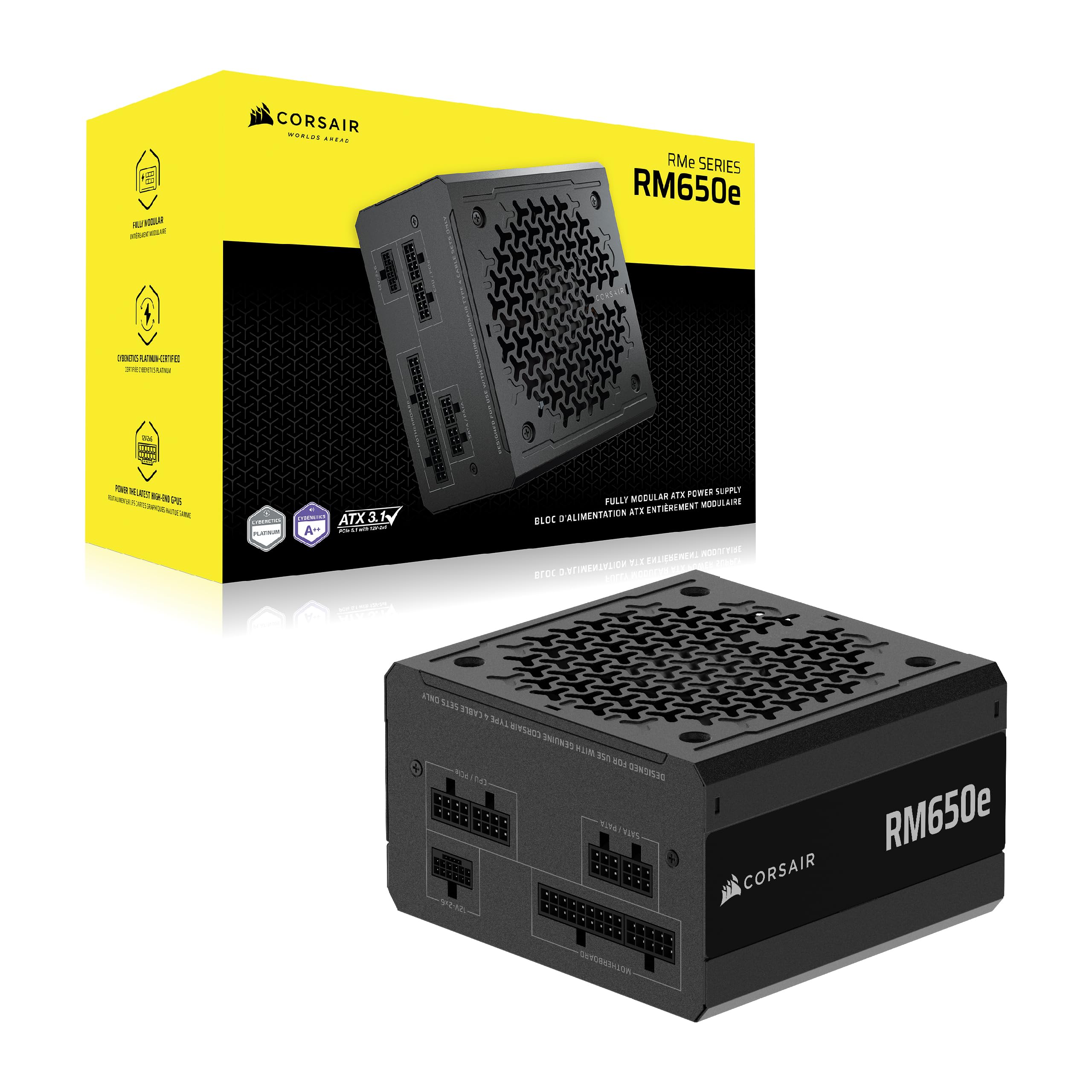 Corsair Rm650E (2025) Fully Modular Low-Noise Atx Power Supply With 12V-2X6 Cable – Atx 3.1 &Amp; Pcie 5.1 Compliant, Cybenetics Gold Efficiency, 105°C-Rated Capacitors, Modern Standby Mode – Black - View 7