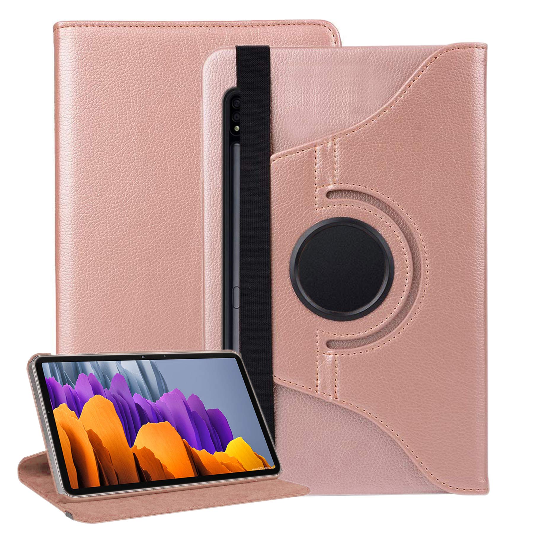 Case for Samsung Galaxy Tab S7/S8 11 Inch 2020/2022-360 Degree Rotating Slim PU Leather Folio Stand Case Cover Samsung Tab SM-T870/T875/X700 (Rose Gold)
