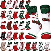 Hoolerry 30 Pairs Galentine's Day Gifts Valentine's Day Fuzzy Socks Bulk Purple Pink Heart Crew Sock for Valentine Gift