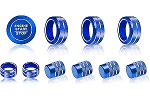 SENSHINE Knob Covers for Honda Civic Accessories 2026 2025 2022-2024 for CRV 2026 2025 2024 2023 for Acura Integra 2025 2024 2023 AC Knob, Air Vent, Audio Control, Push Start Button Cover Ring 11Pcs (Blue)