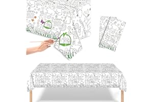 rookea 2Pack Easter Coloring Tablecloth 54x108Inch Kids Easter Bunny Egg Paper Table Cover Giant Coloring Poster Interactive Easter Activity for Kids Easter Party Favor Supplies