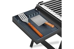 ISSEVE Silicone Griddle Tools Mat for Blackstone Griddle Accessories, Large Silicone Spatula Mat with Drip Pad, BBQ Grill Mat for Outdoor Kitchen, Cooking & Countertop Grey