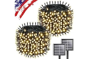 KAQ Upgrade 2Pack 500LED Solar String Lights for Outside, 180FT Solar Christmas String Lights Outdoor with 8 Modes, IP65 Waterproof Outdoor Twinkle Light, Garden Xmas Tree Christmas Decoration, Warm White