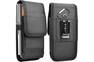 Njjex Phone Holster for Samsung Galaxy S25 Ultra S24 S23 S22 S21 S20 Note 20 A35 A16 A15 A14 A02S A12 A32 A13 iPhone 16 Pro Max XS XR Nylon Belt Clip Holster Cell Phone Pouch Card Holder Carrying Case