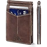 SERMAN BRANDS RFID Blocking Wallet Slim Bifold - Genuine Leather Minimalist Front Pocket Wallets for Men with Money Clip Gift
