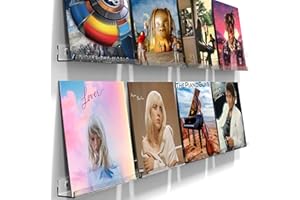 Cityjoy 8 Pack Vinyl Record Shelf Wall Mount, 12 inch Clear Acrylic Shelves Vinyl Record Holder Album Display Shelf, Floating LP Shelves for Wall, CD Storage Hanger Room Decor for Music Collector