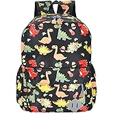 KDSYWJ Kids Backpack for Preschool Kindergarten - 15 Inch Lightweight Dinosaur Cute School Bag for Boys Girls Ages 3-8, Black