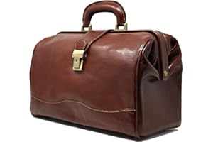 Floto Luggage Italian Ciabatta Doctor Handbag, Vecchio Brown, Small