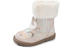 Fupoia Girls Winter Boots Unicorn Snow Boots for Toddler Girls Side Zipper