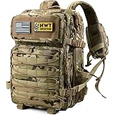 NWT XPEDITION Military Tactical Backpack,Sturdy Work & Molle Laptops Rucksack,Army Assault Pack for Hiking Camping Travel Fishing Gym, Camo