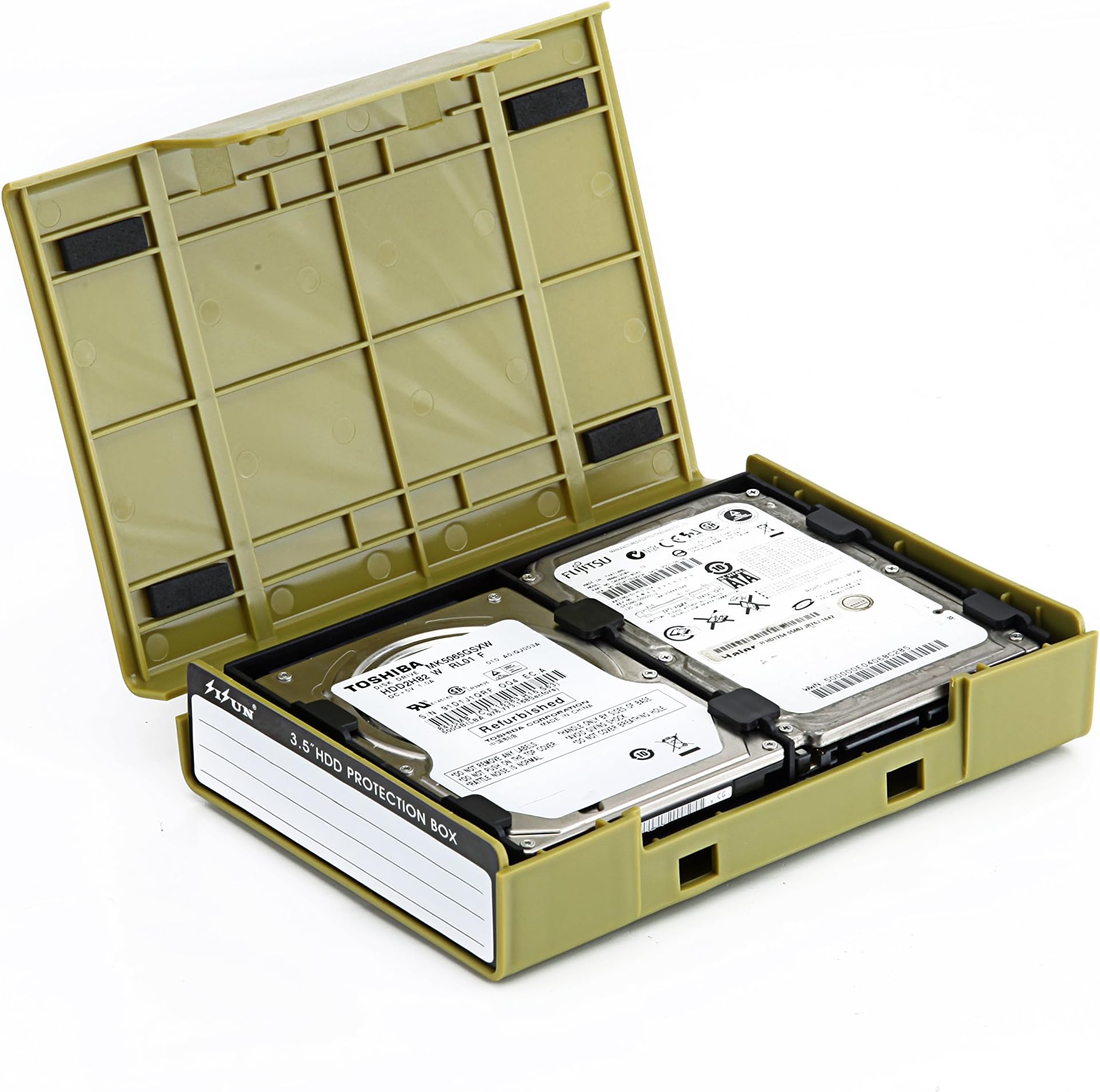 SISUN 3.5 / 4x 2.5 Inch HDD Protection case , 3.5 / 4x 2.5" HDD Storage Grey/Purple/Yellow/Blue/Green (4x2.5"Green)