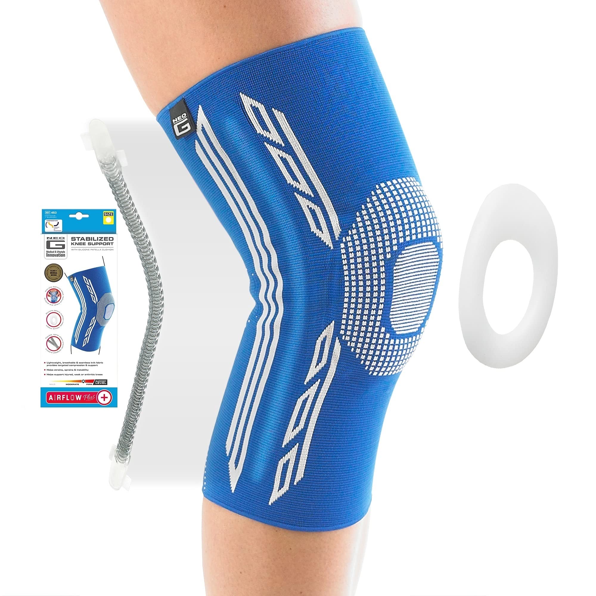 Neo-G Knee Support Brace with Silicone Patella Cushion and Spiral Stays for Joint Pain Relief Knee Injury Meniscus Tear Sprains Runners Knee - Knee Compression Sleeve - Airflow Plus - XL
