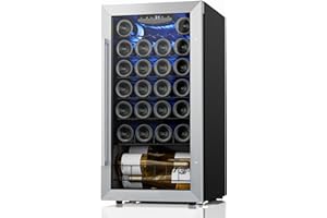 Yeego Wine Fridge Cooler, 27 Bottle 38-65℉ Wine Refrigerator Glass Door, Freestanding Under Counter Shallow Depth Wine Cooler w/Single Temp for Wine Enthusiast, Bedroom, Home, Drom Storage, Black
