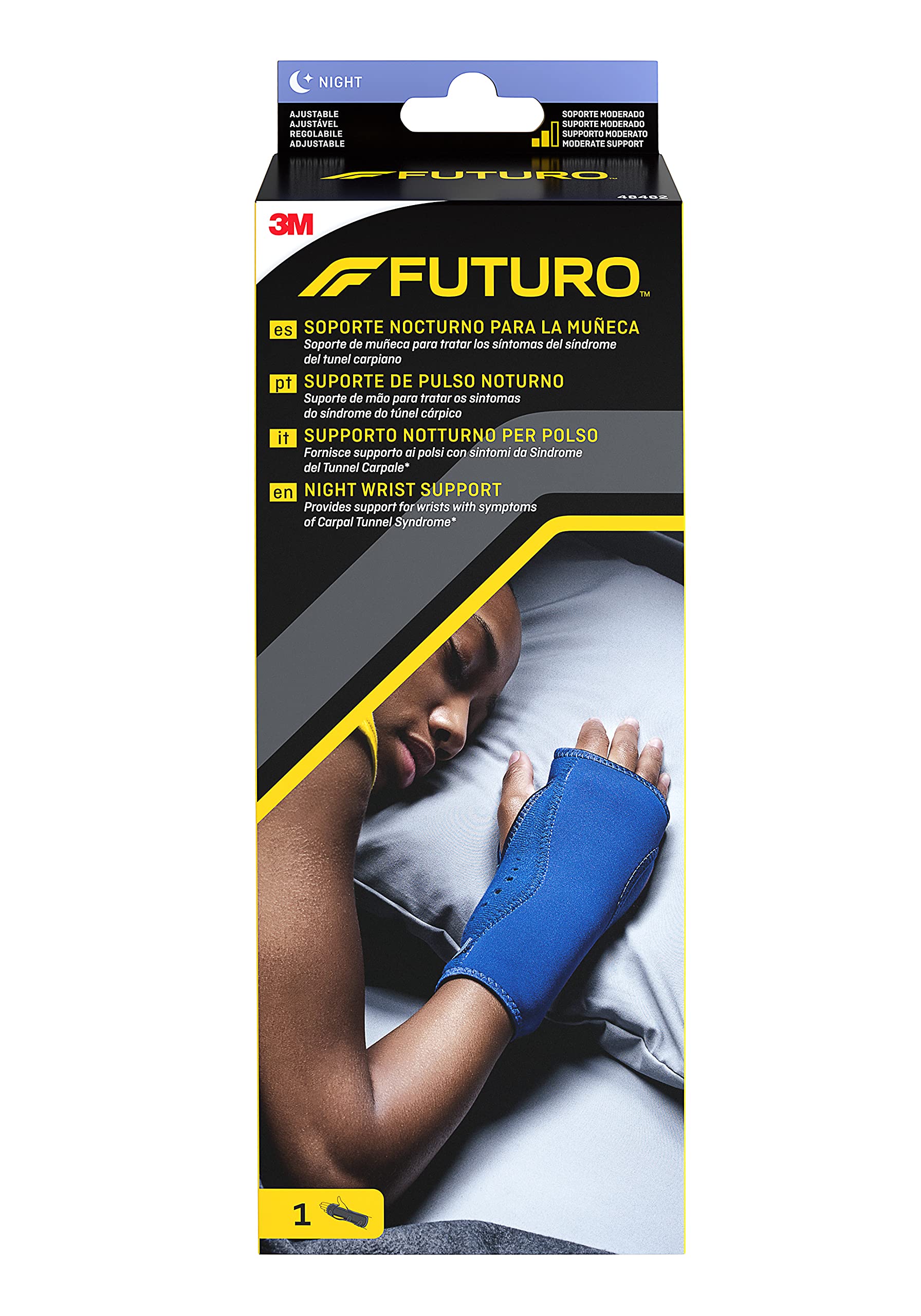 FUTURO 48462IE Night Wrist Support - Provides support for wrists with symptoms of Carpal Tunnel Syndrome* - Adjustable