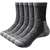 YUEDGE Mens Cozy Wool Thermal Socks Padded Thick Warm Winter Socks For Men, Moisture Wicking Mens Socks, 5 Pairs