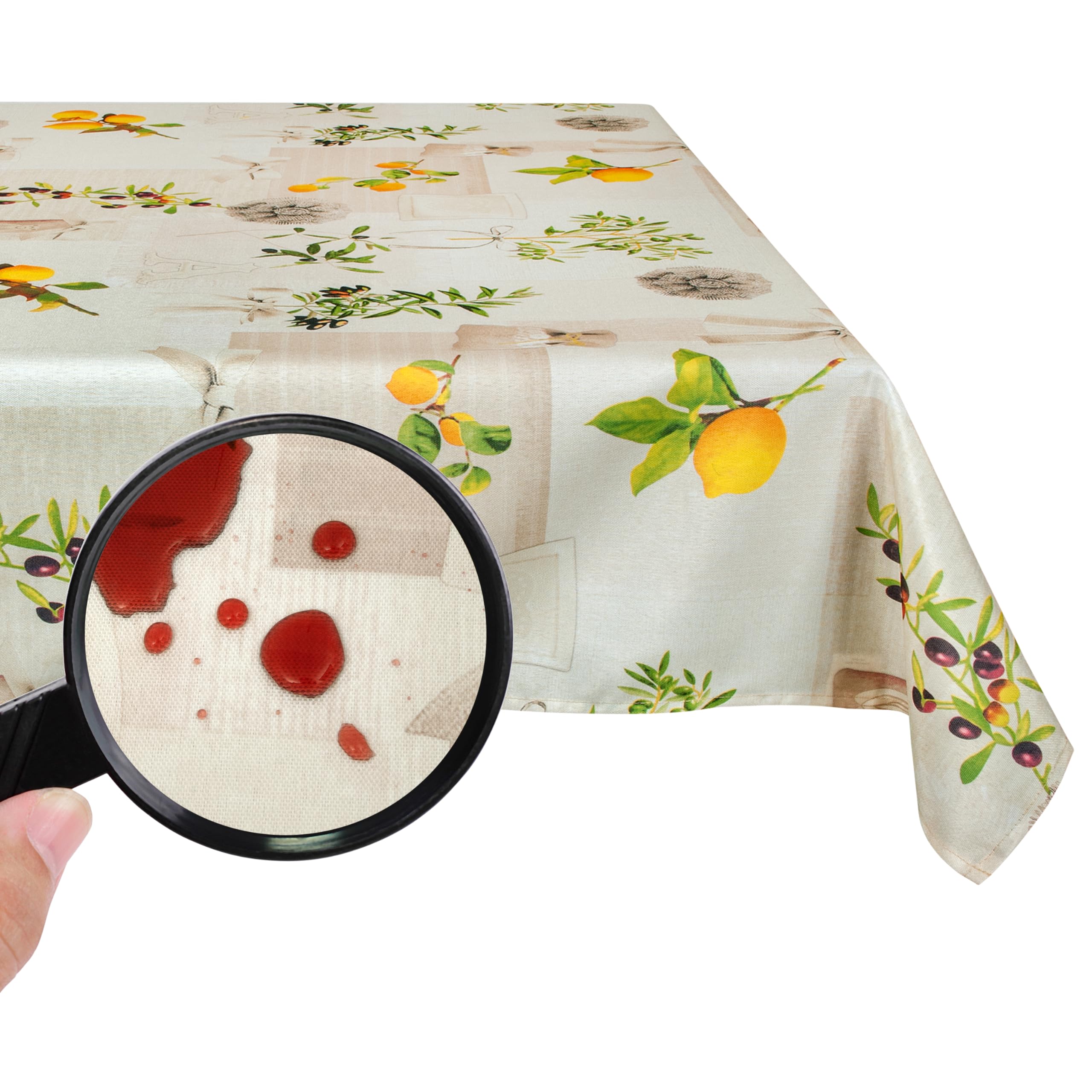 Valia Home® Tablecloth with Teflon coating suitable for indoor & outdoor use in 6 designs | Tablecloth washable is water & dirt repellent thanks to reliable lotus effect 140x280 cm Mediterranean