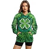 For G and PL Women's St Patricks Day Party Funny Sweatshirt Oversized Crewneck Shamrock Irish Hoodie Clover Tie Dye S