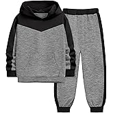 Doumlop Boys Clothes Long Sleeve Hoodie and Pants Color Block Sweatsuits 2 Piece Boy Fall Winter Outfits Set 5-10T