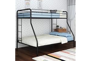 DHP Dusty Metal Bunk Bed with Secured Ladders, Twin/Full, Black
