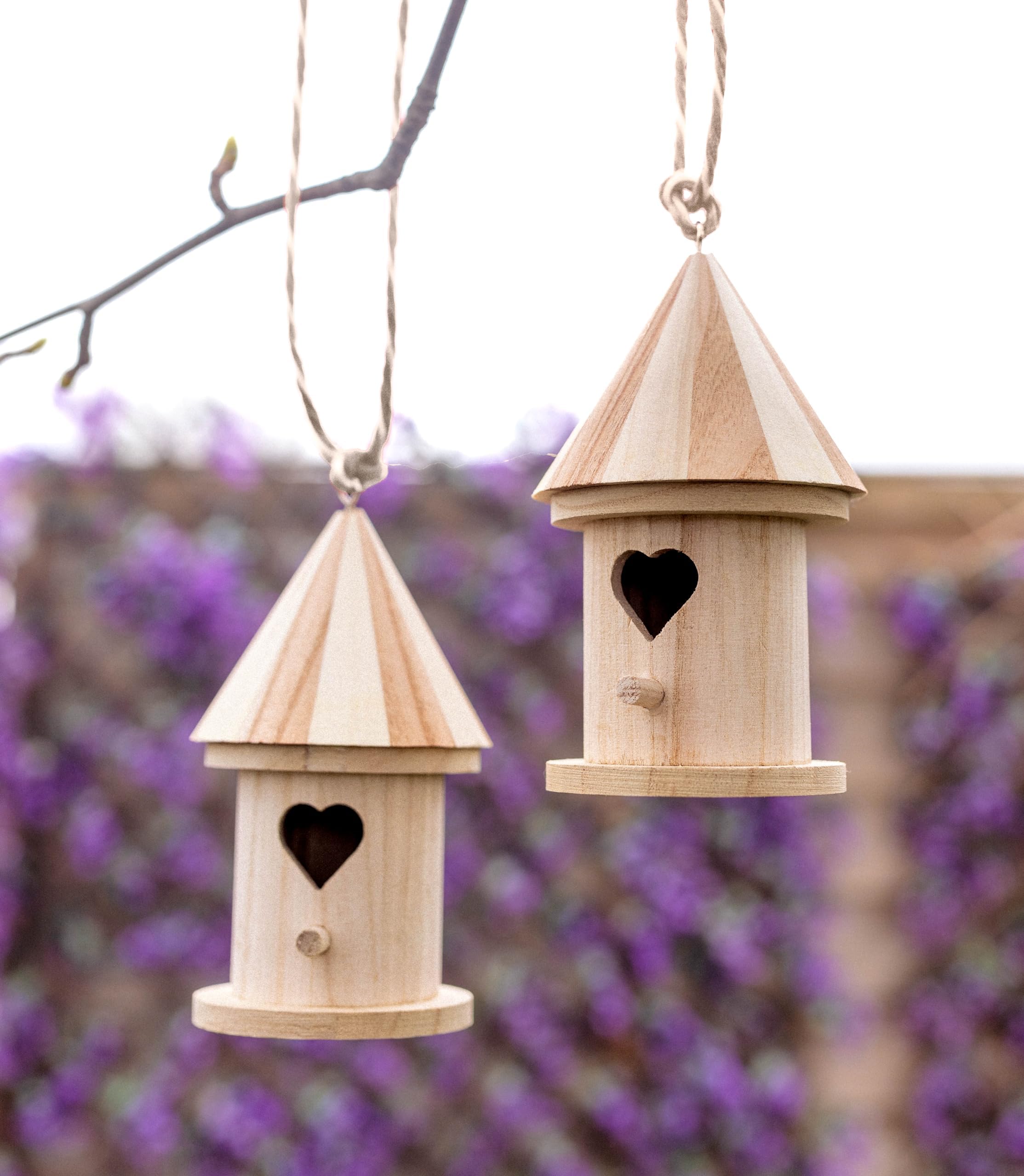 Garden Mile 2pack Novelty Love heart Hanging Bird Houses for Garden Durable Wooden Weather-resistant Outdoor bird boxes garden small birds, Blue Tit, Robin, bird nesting box (2x Love Heart Houses)