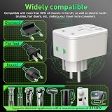 AUNNO UK to EU Plug Adapter PD 20W 2 USB 1 USB-C Grounded Type E/F view 4