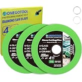 ONEGOTOOL 4-1/2x7/8 inch Tile Cutter Glass Cutting Disc for Angle Grinder Glass Ceramic Diamond Cutting Blade Disc for Grinding Jade, Crystal, Wine Bottles. (3PCS)