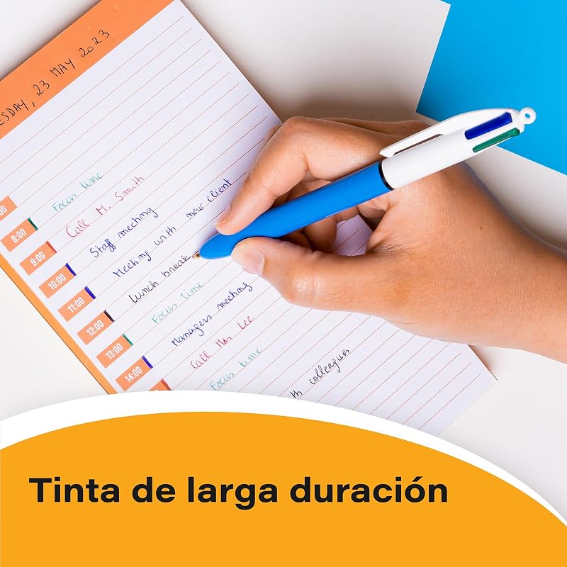 Bic, canetas originais, bic 4 cores em caixa com 12 pontas de 1,0 mm e tinta azul, vermelha, preta e verde, canetas bic retráteis