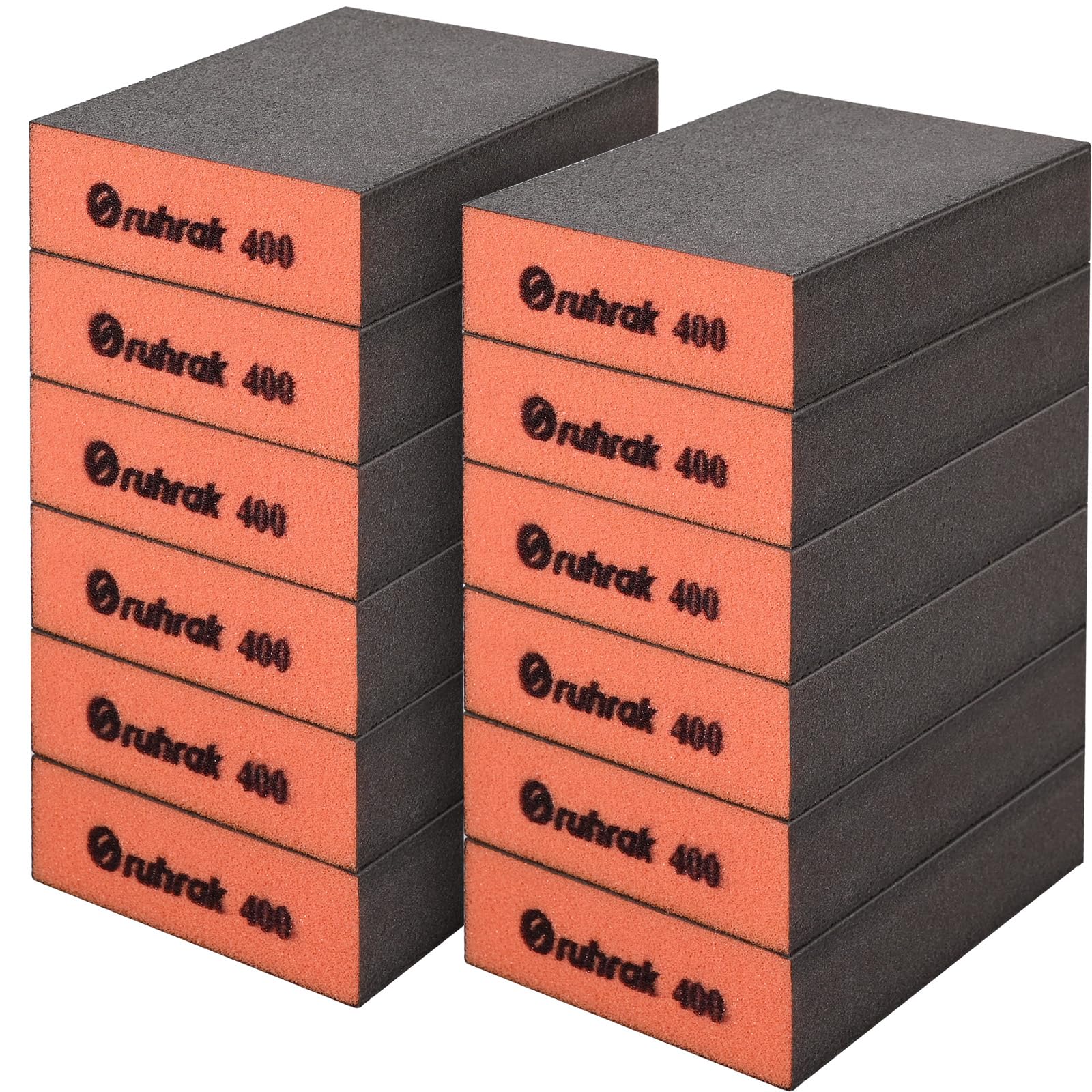 Sruhrak Sanding Block 12 Pieces Hard Sanding Sponges, 400 Grits Wet Dry Reusable Sanding Pads for Wood, Plastic, Drywall and Metal Polis