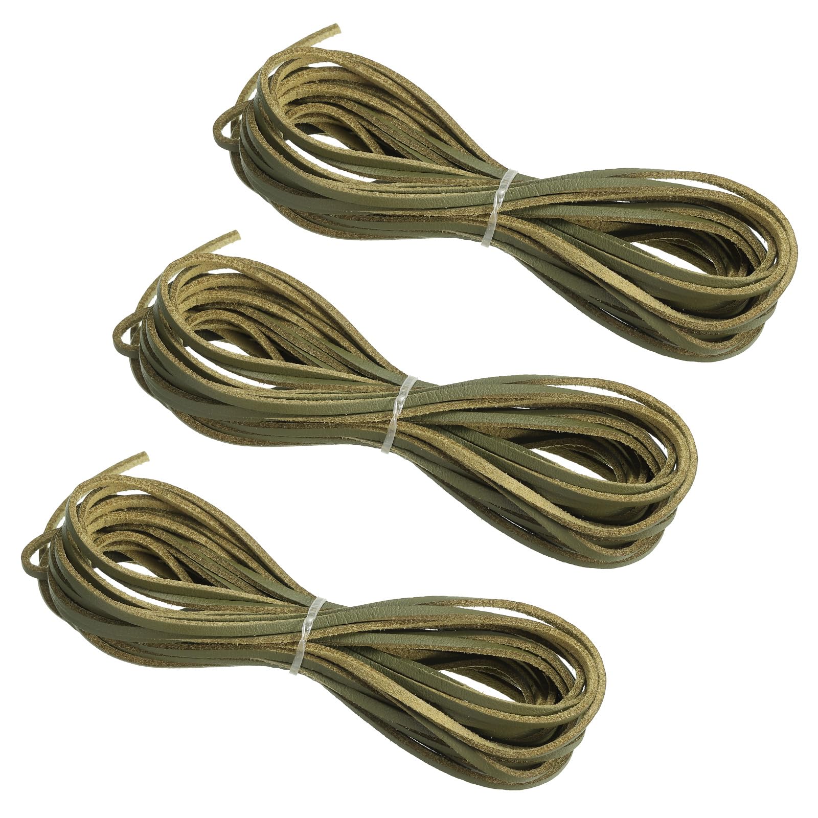 PATIKIL Faux Suede Leather Cord, 3 Rolls 3mm x 5.5 Yards Flat Synthetic Leather Strips for Necklace Bracelet Jewelry Beading DIY Crafts, Army Green (Total 16.5 Yards)