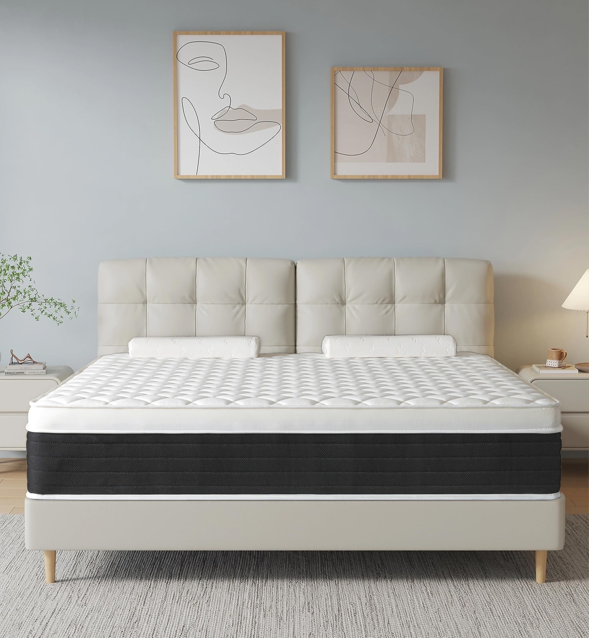 Photo 1 of elitspace Full Mattresses,Memory Foam Hybrid 10 Inch Full Size Mattress in a Box,Individual Pocket Springs,Full Size Hybrid Mattress,Breathable,Black&White,Pressure Relief.