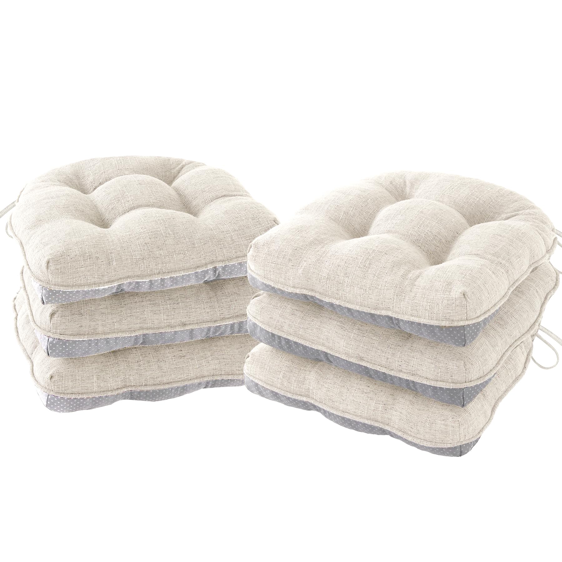 Photo 1 of ***three only***IPYNBAP Chair Cushions for Dining Chairs Set of 6, Kitchen Chair Cushions, Chair Pads with Ties and Non Slip Backing, Tufted Memory Foam Seat Cushion 3 Pack, 15.5" x 15.5" x 4", Cream