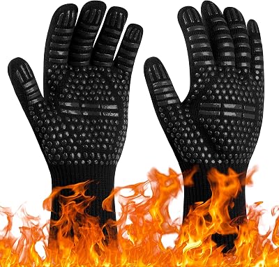 Flintronic Heat Resistant Grill Gloves 1472°F/800°C Five-Finger