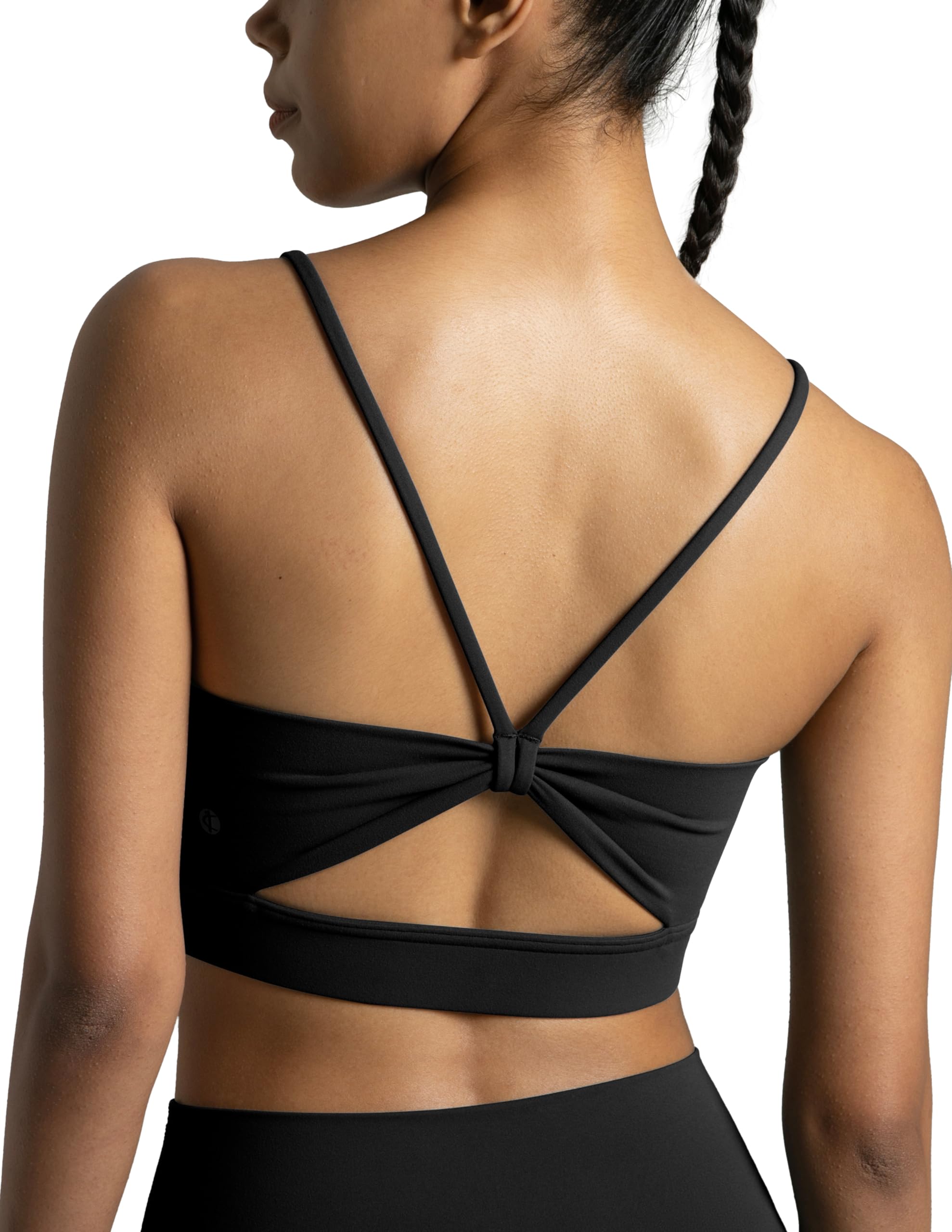Photo 1 of Colorfulkoala Women's Dreamlux Bowknot Strappy Sports Bras Light Impact Workout Yoga Tops(M, Black)