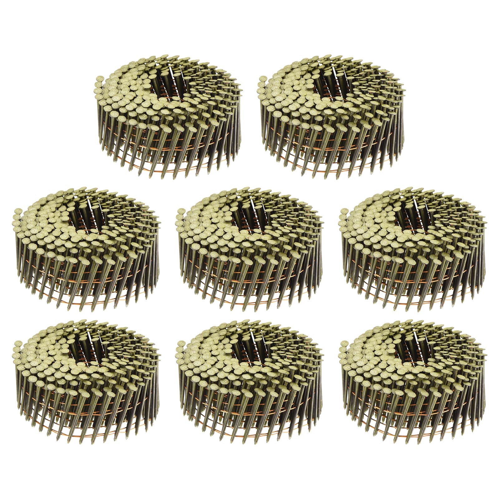 uxcell 2400 Count Siding Nails 1-3/4" x 0.083" 15-Degree Ring Shank Full Round Head Collated Wire Coil for Lath and Sheathing Materials