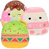 Squishmallows 8" Foodie Snacks 3-Squish Pack- Ice Cream, Guac & Milk - Get Three Official Jazwares 8" Plush for Less - Soft & Squishy Stuffed Animal Toy - Gift Set for Kids, Girls & Boys
