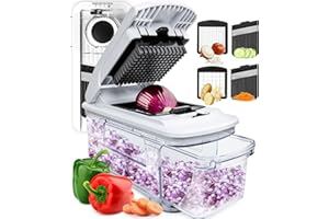 Fullstar All-in-1 Vegetable Chopper, Mandoline Slicer & Cheese Grater - Multi Blade French Fry Cutter & Veggie Dicer - Includes Bonus Handheld Spiralizer & Kitchen Gadgets (4 in 1, White)