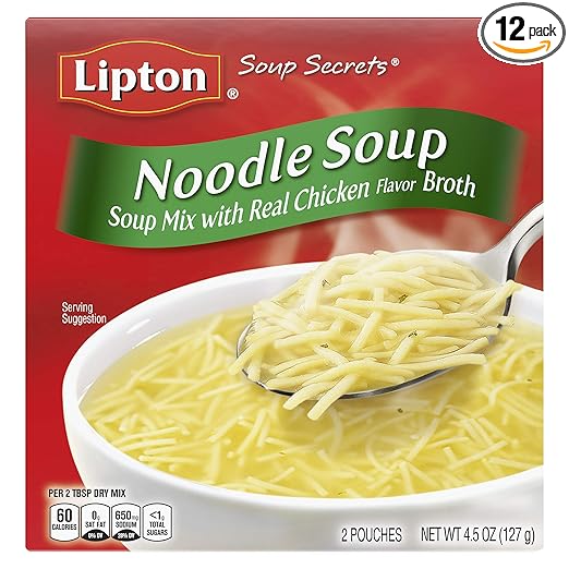 Amazon Com Lipton Instant Soup Mix Noodle 4 5 Oz Pack Of 12 Packaged Chicken Soups Grocery Gourmet Food
