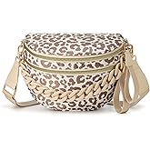 FEIBOON Spacious Checkered Nylon Crossbody Bag Bum Bag Checkered Handbags Wallets with Personalized Chain for Women