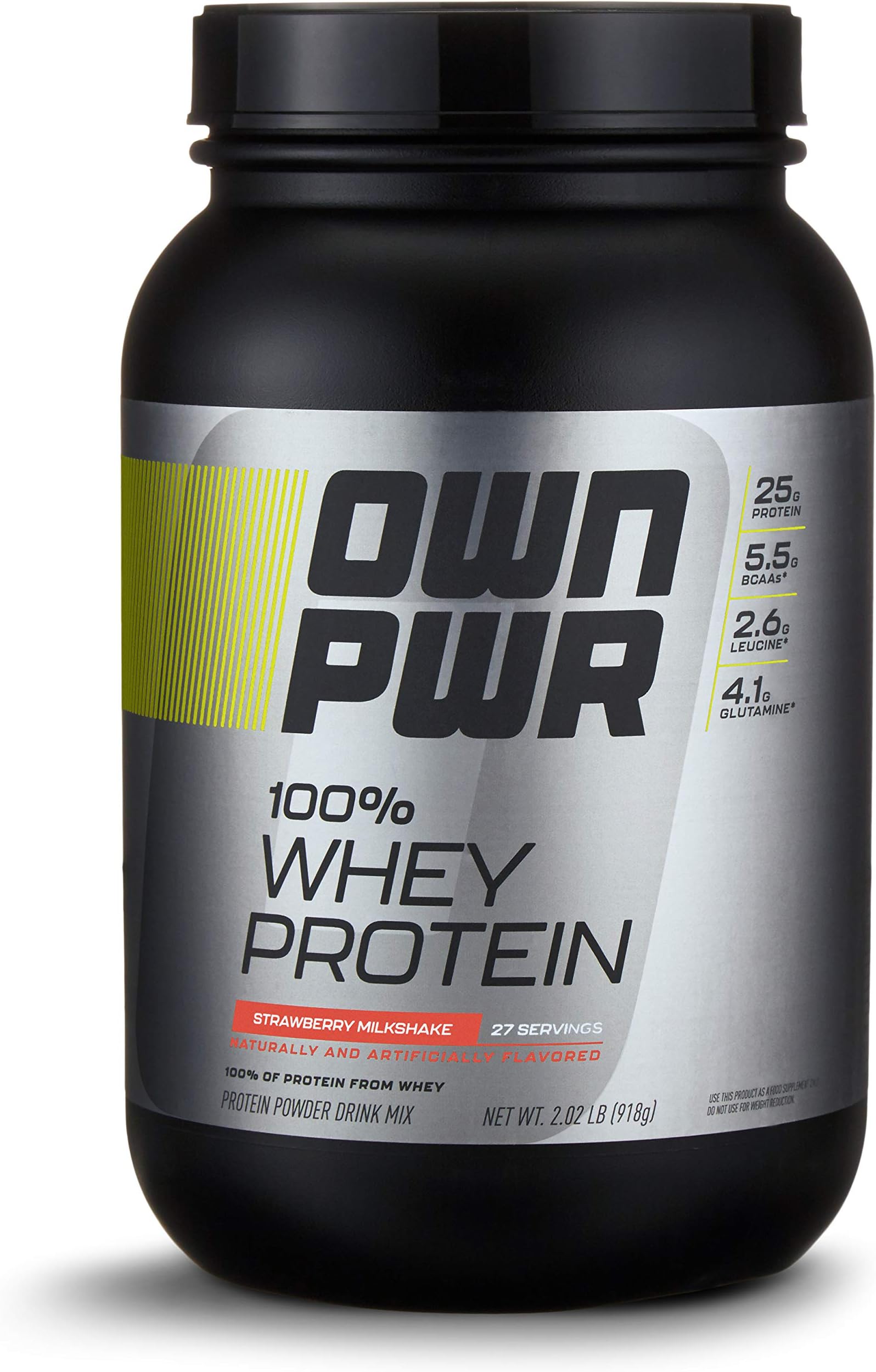 OWN PWR 100% Whey Protein Powder, Strawberry Milkshake, 25 G Protein with Enzymes, 2 Pound (27 Servings)