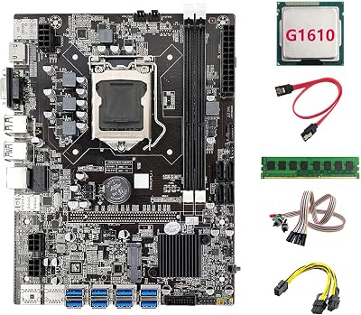 Lodokdre B75 Motherboard 8X USB G1610 CPU 4GB DDR3 1333MHz RAM Mining Rig Kit