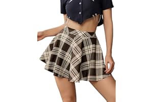 Avidlove Pleated Mini Skirt Plaid Skirts High Waist A Line Skater Skirt for Lingerie Schoolgirl