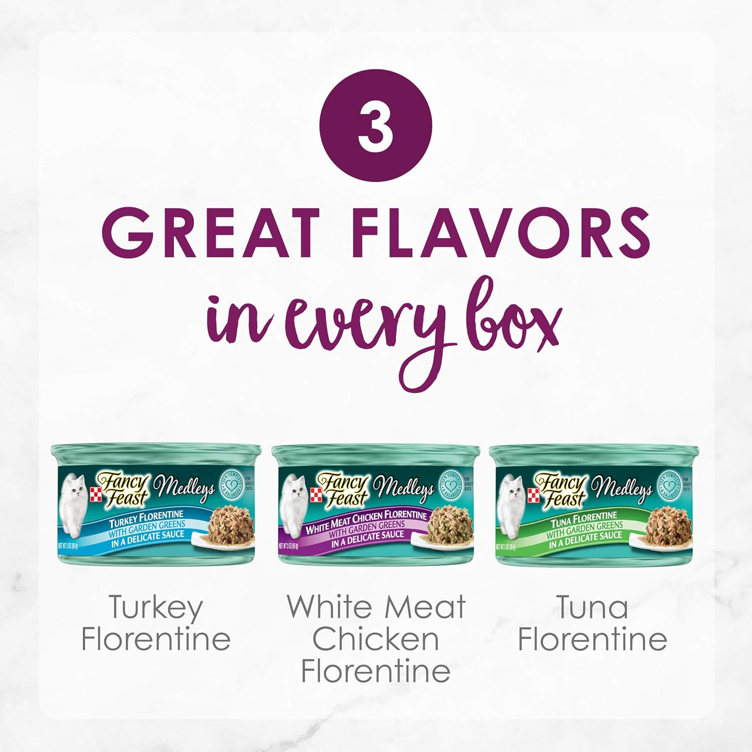 Purina Fancy Feast Gravy Wet Cat Food Variety Pack, Medleys Florentine Collection - 3 oz. Cans ( Pack of 24) : Pet Supplies
