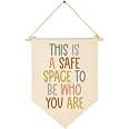 "This Is A Safe Space" Canvas Hanging Banner - 15.4x11.1 Inch Inclusive Classroom Decor, Teacher Gift