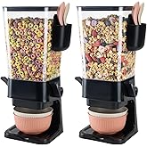 Osacoe Cereal Dispenser Countertop Black 2 Pack with Bowls Spoons Cutlery Box,5.5 QT Dry Food Dispenser Snack Organizer Conta